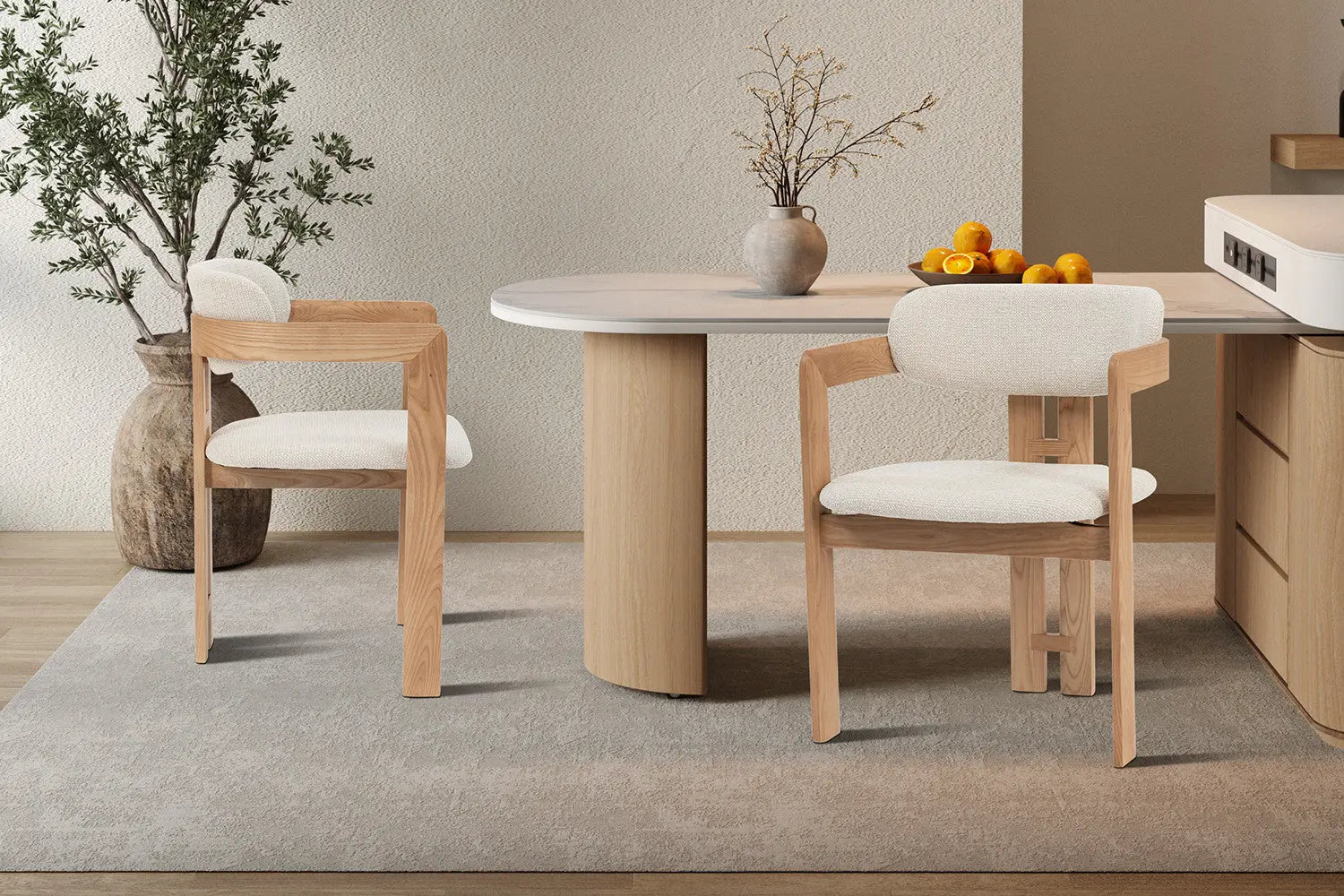 Chaise de salle à manger KAMELIA en bois de frêne naturel – 56 x 52 cm | TIKAYLA
