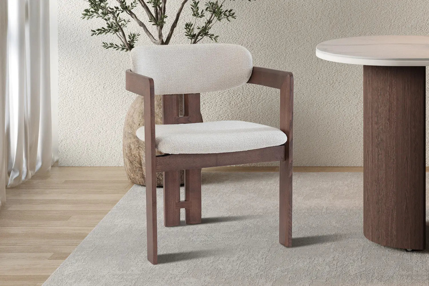 Chaise de salle à manger KAMELIA en bois de frêne et noyer – 56 x 52 cm | TIKAYLA