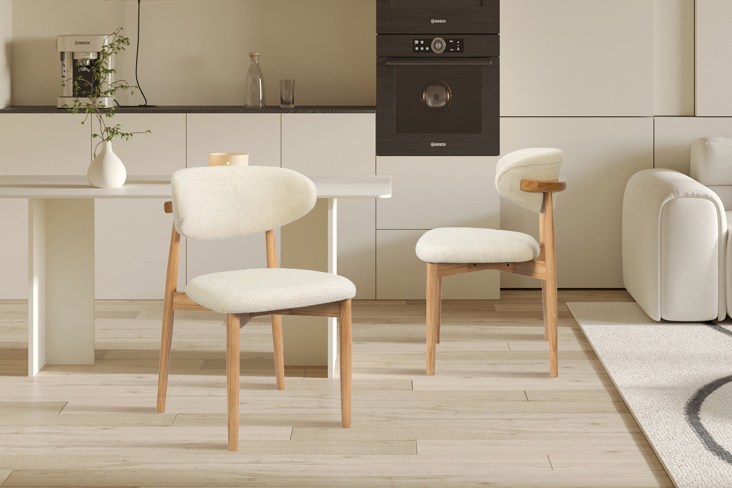 Chaise de salle à manger KAYLA beige frêne naturel – 50 x 56 cm | TIKAYLA