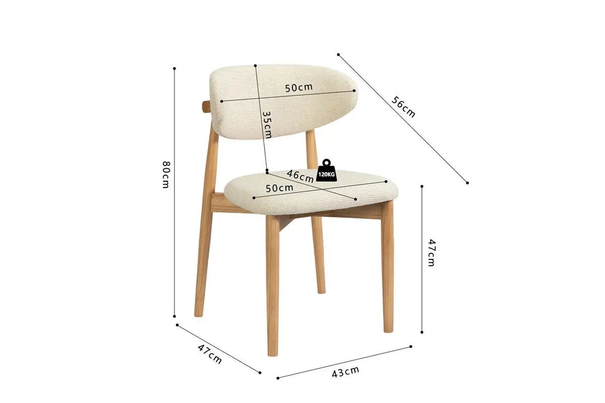 Chaise de salle à manger KAYLA beige frêne naturel – 50 x 56 cm | TIKAYLA