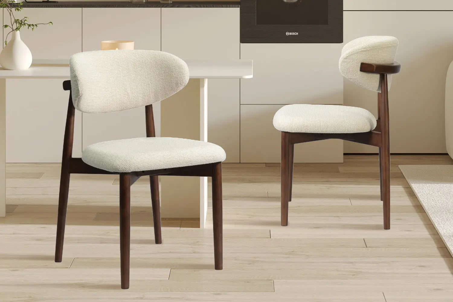 Chaise de salle à manger KAYLA beige frêne et noyer – 50 x 56 cm | TIKAYLA