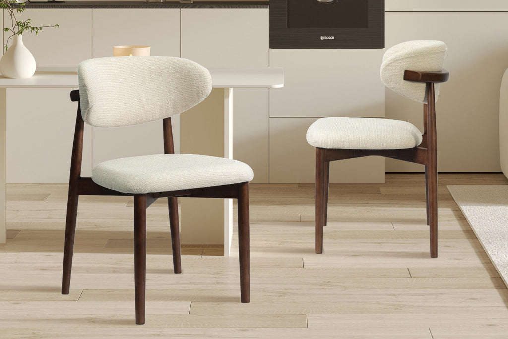 Chaise de salle à manger KAYLA beige frêne et noyer – 50 x 56 cm | TIKAYLA