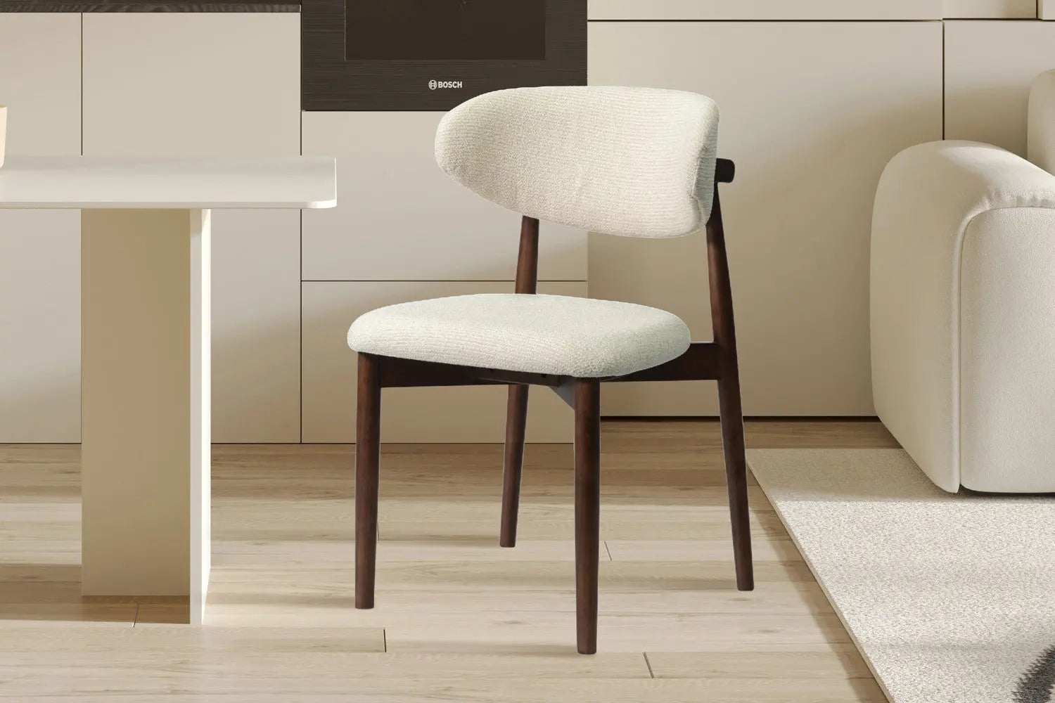 Chaise de salle à manger KAYLA beige frêne et noyer – 50 x 56 cm | TIKAYLA