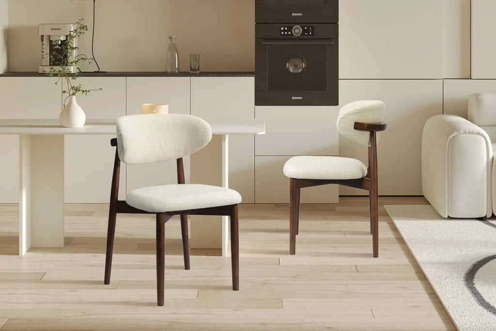 Chaise de salle à manger KAYLA beige frêne et noyer – 50 x 56 cm | TIKAYLA