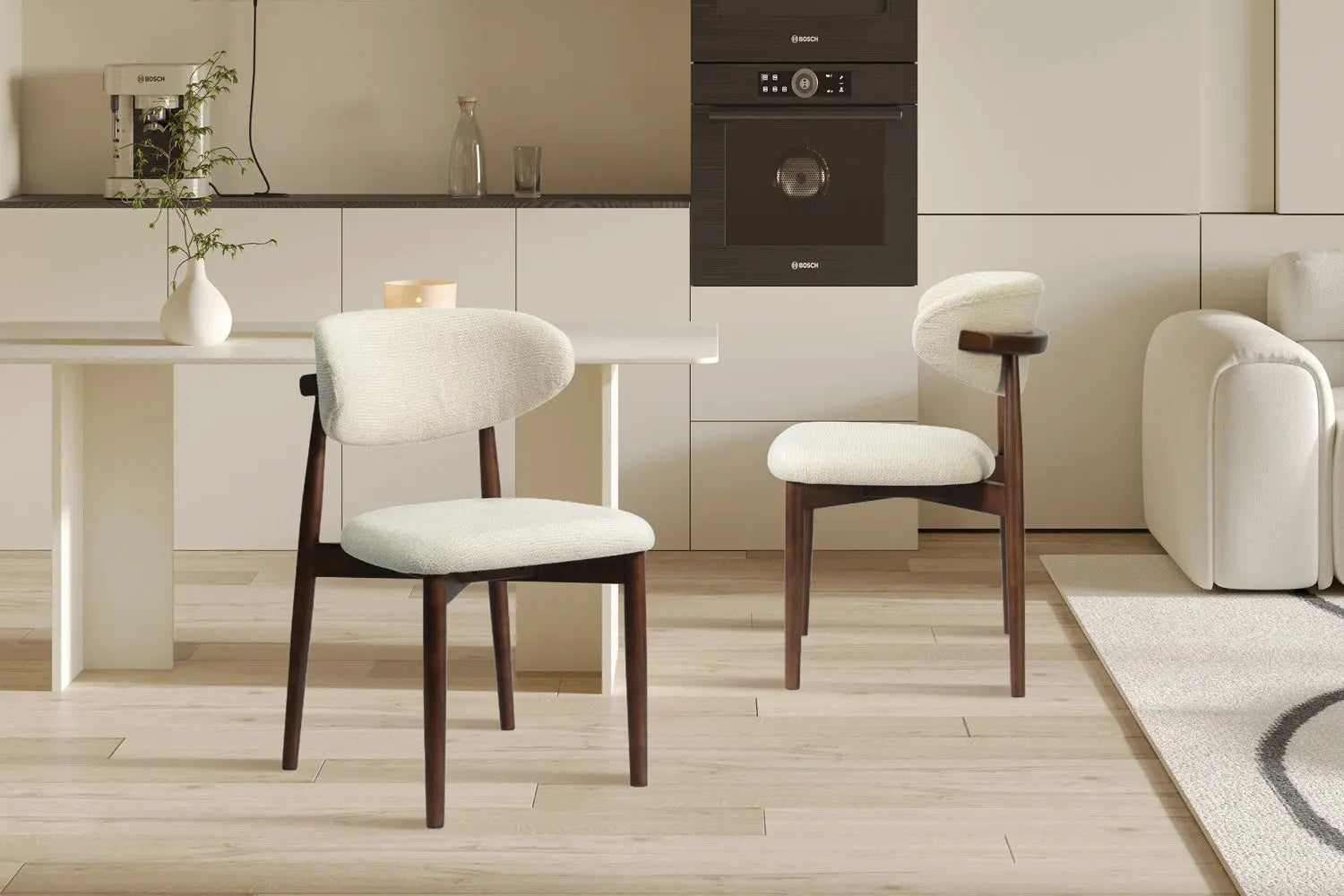 Chaise de salle à manger KAYLA beige frêne et noyer – 50 x 56 cm | TIKAYLA