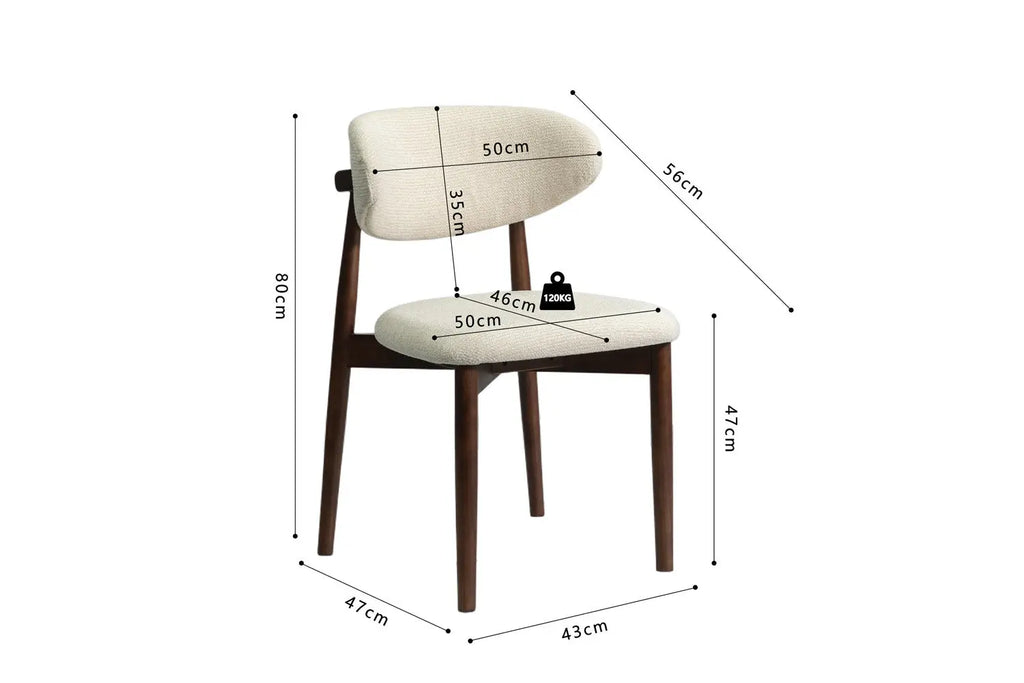 Chaise de salle à manger KAYLA beige frêne et noyer – 50 x 56 cm | TIKAYLA