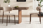 Chaise de salle à manger NONYA en tissu beige, piètement métal effet bois