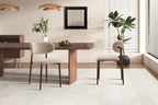 Chaise de salle à manger NONYA en tissu beige, piètement métal effet bois