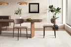 Chaise de salle à manger NONYA en tissu sable, piètement métal effet bois