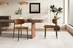 Chaise de salle à manger NONYA en tissu marron clair, piètement métal effet bois