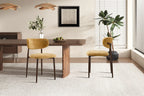Chaise de salle à manger NONYA en tissu jaune, piètement métal effet bois