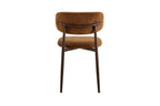 Chaise de salle à manger NONYA en tissu marron clair, piètement métal effet bois — en situation