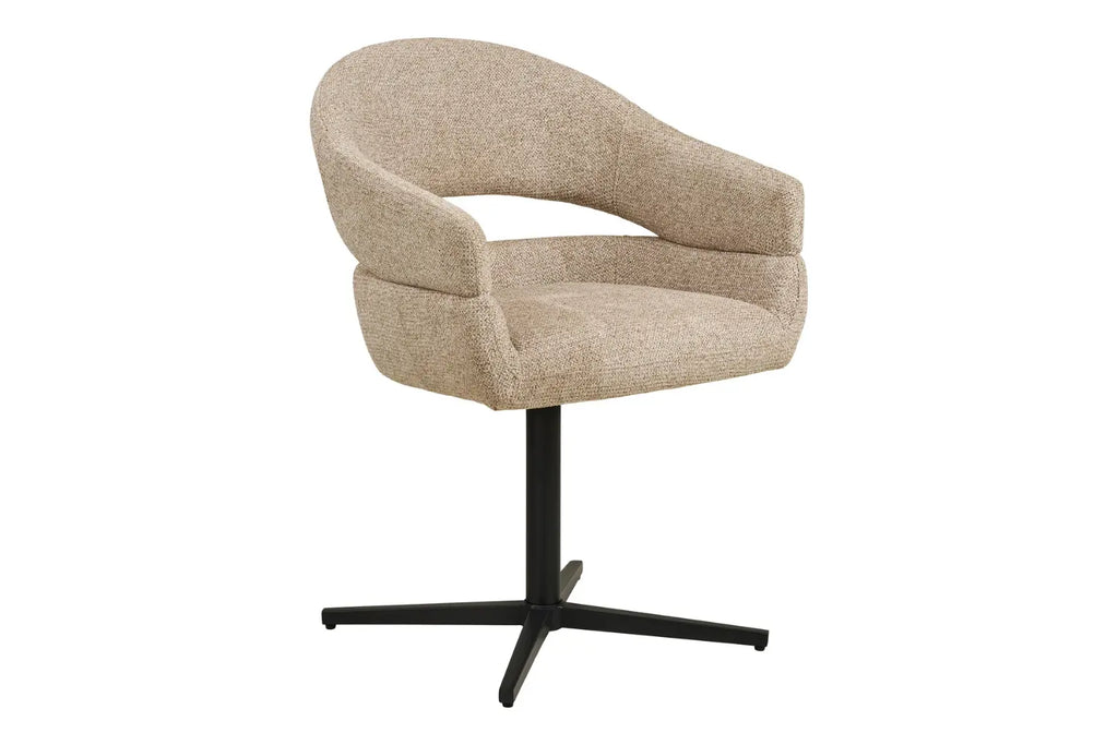 Chaise de Salle à Manger Pivotante avec Pieds Noirs DOVER Sable Chiné - 60 x 58 cm HOUSE NORDIC