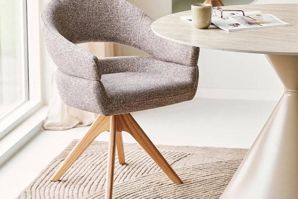 Chaise de Salle à Manger Pivotante avec Pieds en Chêne Naturel DOVER Brun - 61 x 58cm HOUSE NORDIC