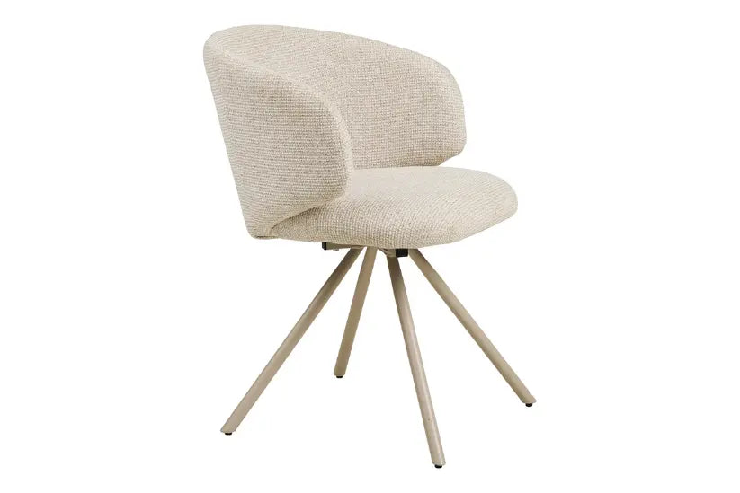 Chaise de Salle à Manger Pivotante avec Pieds et Tissu Sable FULHAM - 60 x 53 cm HOUSE NORDIC