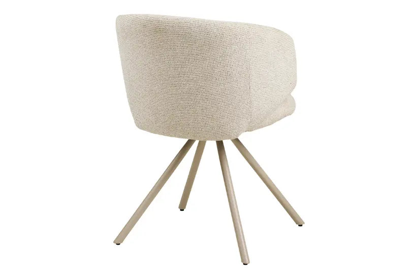 Chaise de Salle à Manger Pivotante avec Pieds et Tissu Sable FULHAM - 60 x 53 cm HOUSE NORDIC