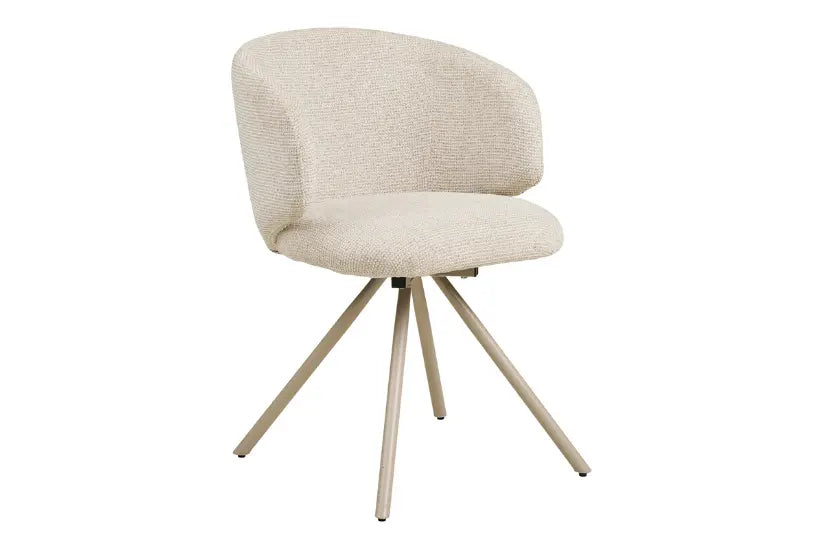 Chaise de Salle à Manger Pivotante avec Pieds et Tissu Sable FULHAM - 60 x 53 cm HOUSE NORDIC