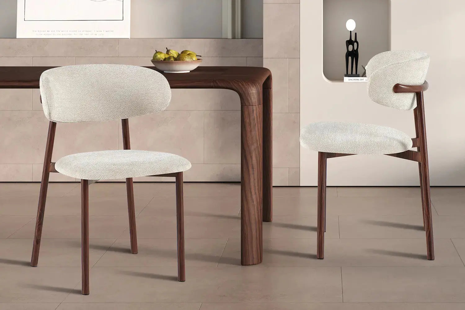 Chaise de salle à manger COYA Noyer et Beige – 53 x 52 cm | TIKAYLA