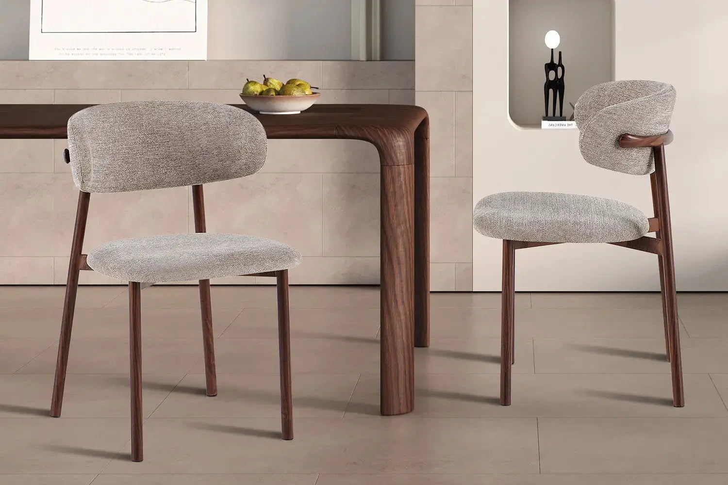 Chaise de salle à manger COYA Noyer et Sable – 53 x 52 cm | TIKAYLA