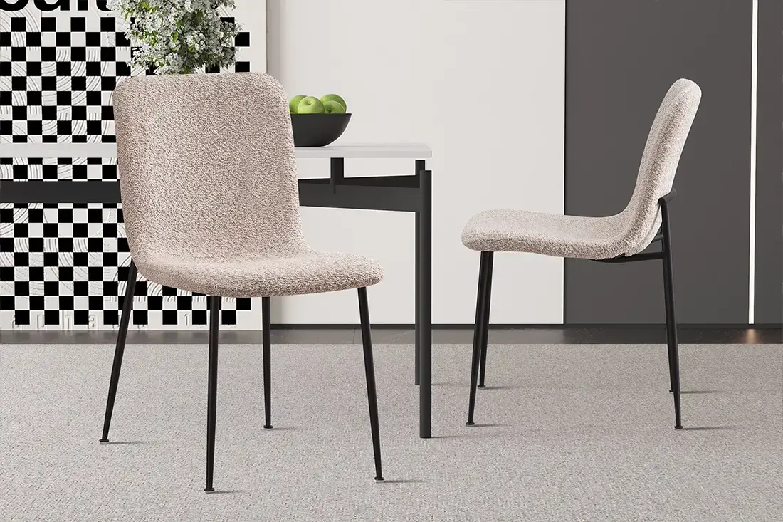 Chaise ALICYA Bouclé Beige – 42 x 57 cm | TIKAYLA