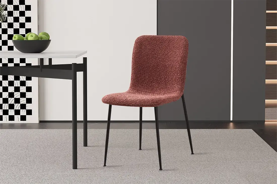 Chaise ALICYA Bouclé Rose – 42 x 57 cm | TIKAYLA