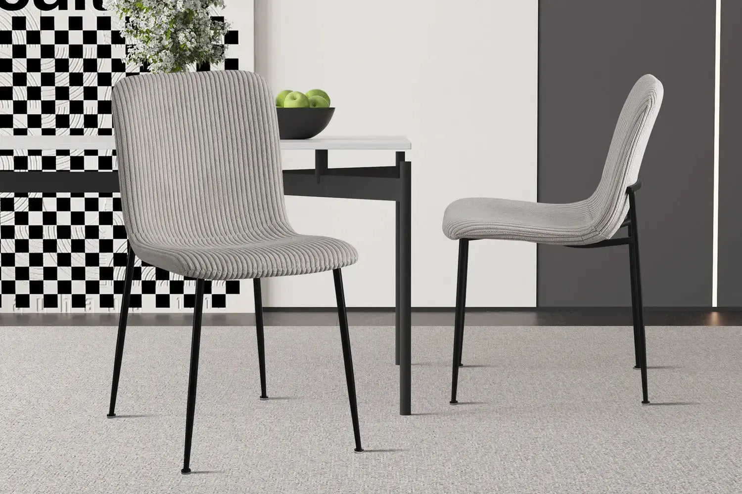 Chaise ALICYA Corduroy Gris clair – 42 x 57 cm | TIKAYLA