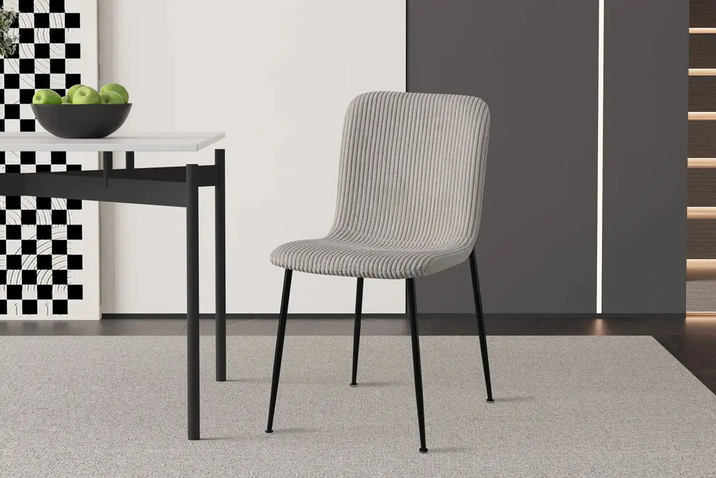 Chaise ALICYA Corduroy Gris clair – 42 x 57 cm | TIKAYLA