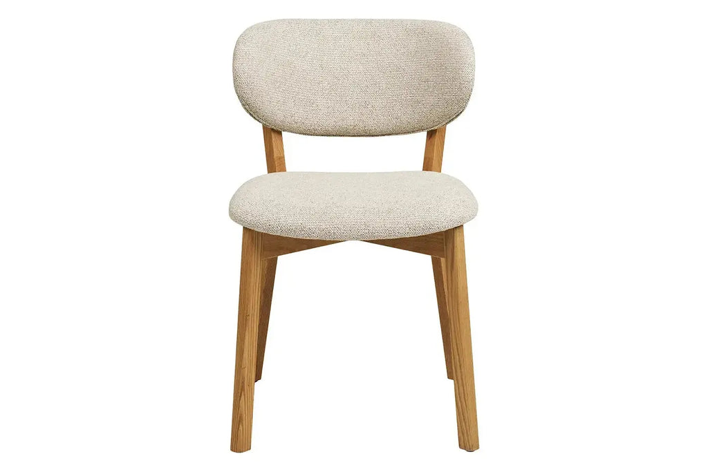 Chaise de salle à manger DUNKIRK Effet Bois Chêne Clair et Tissu Écru - 52 x 59 cm HOUSE NORDIC