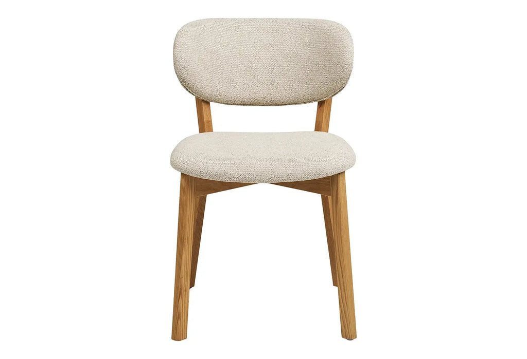 Chaise de salle à manger DUNKIRK Effet Bois Chêne Clair et Tissu Écru - 52 x 59 cm HOUSE NORDIC