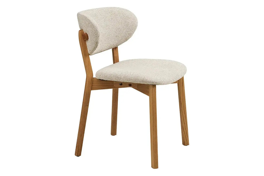 Chaise de salle à manger DUNKIRK Effet Bois Chêne Clair et Tissu Écru - 52 x 59 cm HOUSE NORDIC