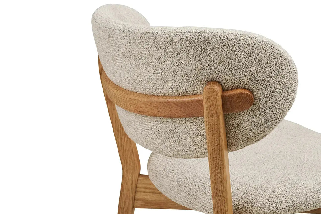 Chaise de salle à manger DUNKIRK Effet Bois Chêne Clair et Tissu Écru - 52 x 59 cm HOUSE NORDIC