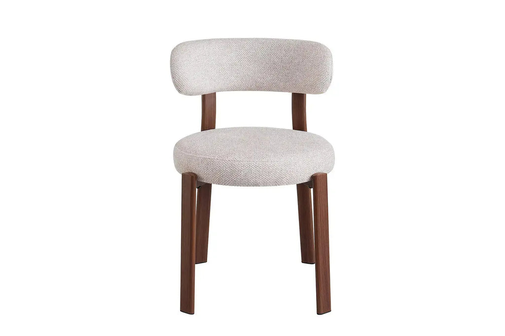 Chaise de salle à manger SAFYA effet bois noyer et tissu beige - 50 x 52 cm - ROUSSEAU chez TIKAYLA