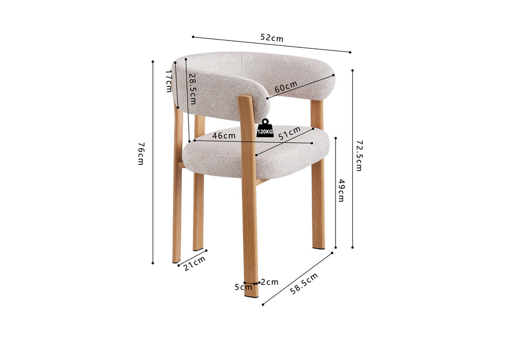 Chaise avec accoudoirs SAFYA Naturel Beige - vue décoration salle à manger moderne
