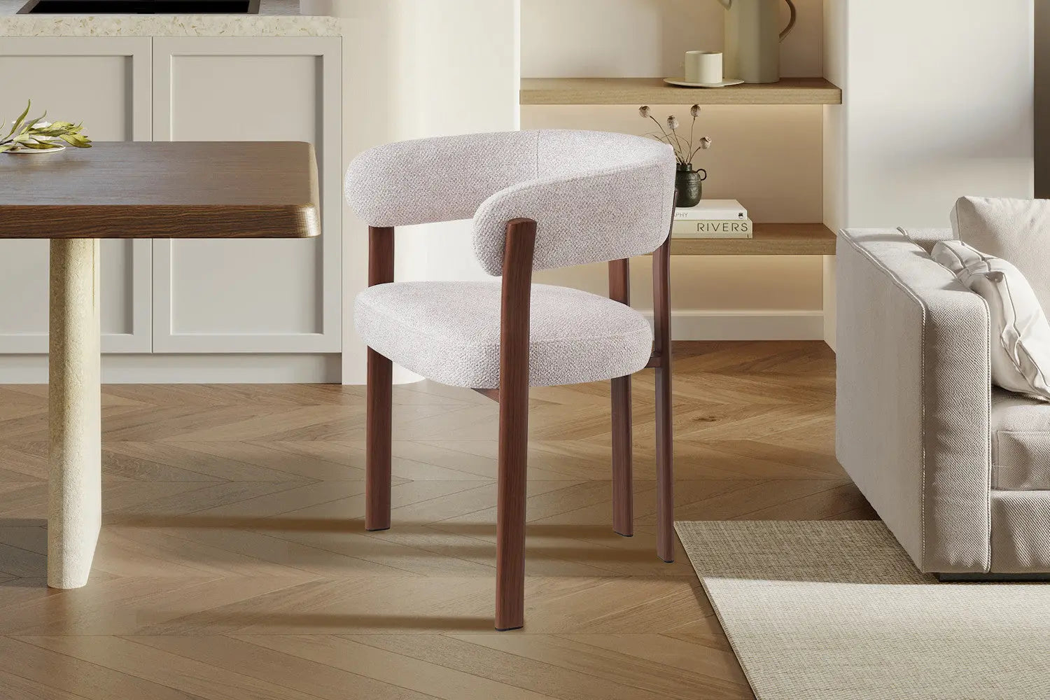 Chaise avec accoudoirs SAFYA Noyer - vue de face