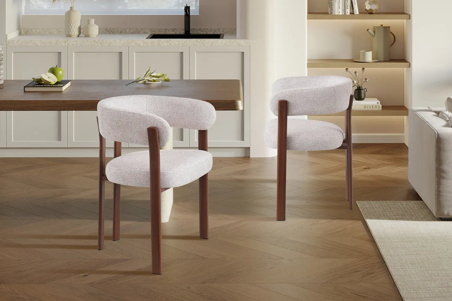 Chaise avec accoudoirs SAFYA Noyer - vue côté