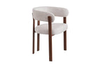 Chaise avec accoudoirs SAFYA Noyer - détail assise tissu Beige