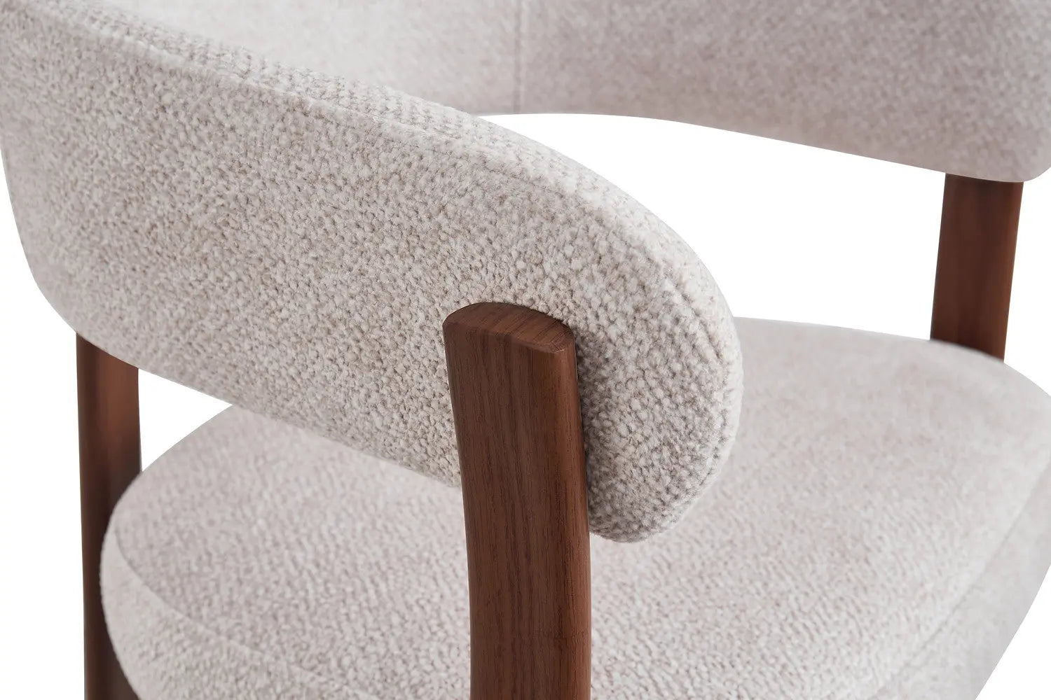 Chaise avec accoudoirs SAFYA Noyer - détail tissu OEKO-TEX certifié
