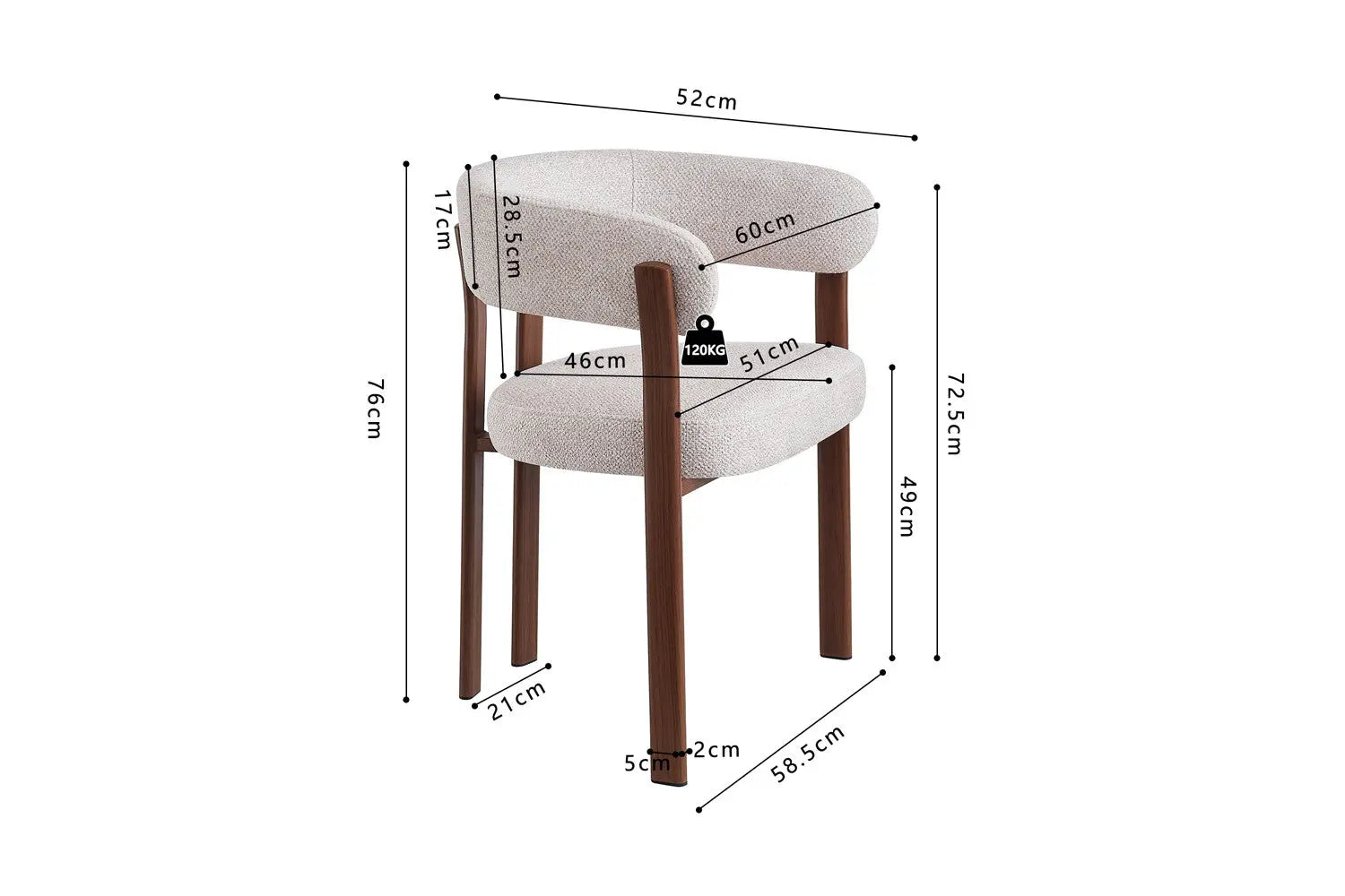 Chaise avec accoudoirs SAFYA Noyer - vue d'ensemble décoration intérieure