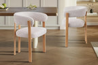 Chaise de salle à manger avec accoudoirs SAFYA effet bois naturel et tissu beige - 60 x 52 cm chez TIKAYLA