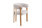 Chaise de salle à manger avec accoudoirs SAFYA effet bois naturel et tissu beige - 60 x 52 cm chez TIKAYLA