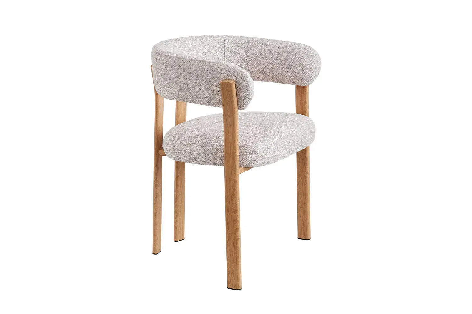 Chaise de salle à manger avec accoudoirs SAFYA effet bois naturel et tissu beige - 60 x 52 cm - ROUSSEAU chez TIKAYLA