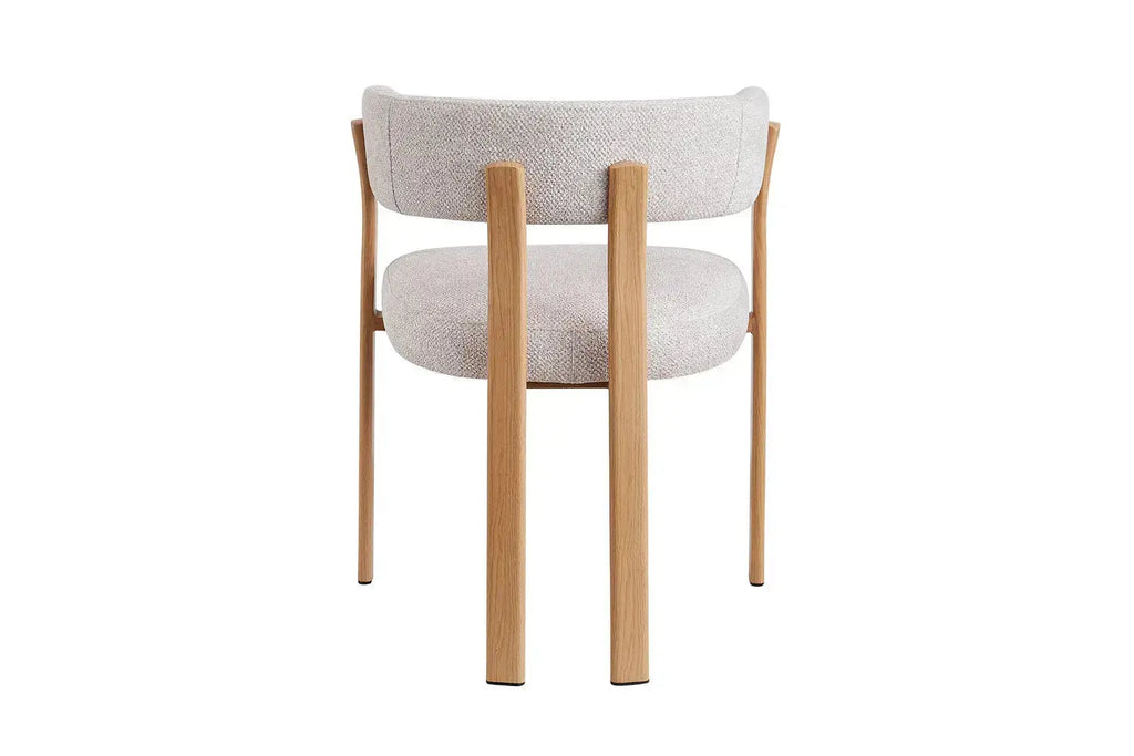 Chaise de salle à manger avec accoudoirs SAFYA effet bois naturel et tissu beige - 60 x 52 cm - ROUSSEAU chez TIKAYLA