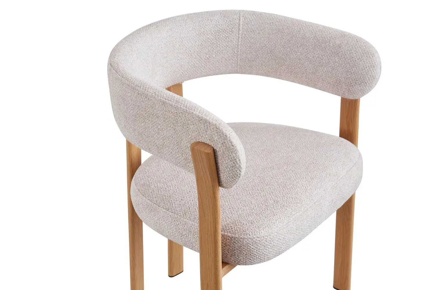 Chaise de salle à manger avec accoudoirs SAFYA effet bois naturel et tissu beige - 60 x 52 cm - ROUSSEAU chez TIKAYLA