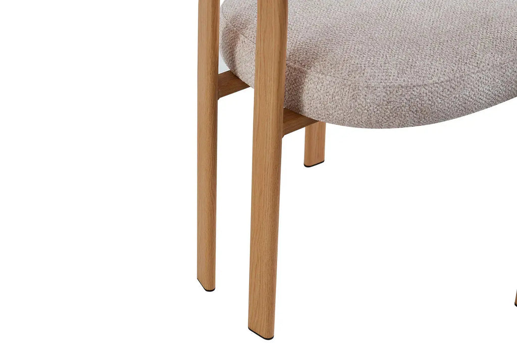 Chaise de salle à manger avec accoudoirs SAFYA effet bois naturel et tissu beige - 60 x 52 cm - ROUSSEAU chez TIKAYLA