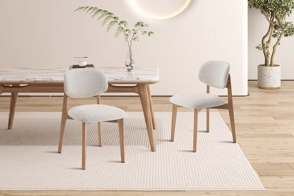 Chaise de salle à manger KAYA Chêne clair et Beige – 48 x 59 cm | TIKAYLA