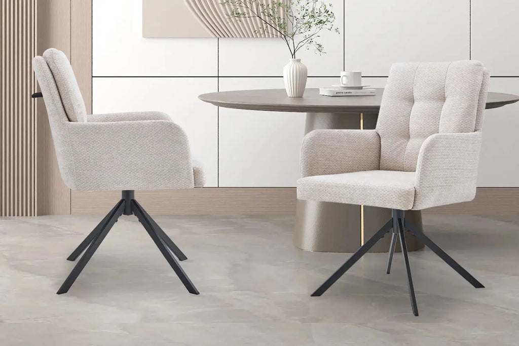 Chaise pivotante GRANA Beige avec accoudoirs – 85 x 50 cm | TIKAYLA