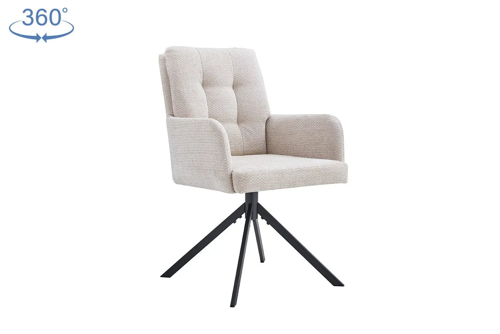 Chaise pivotante GRANA Beige avec accoudoirs – 85 x 50 cm | TIKAYLA