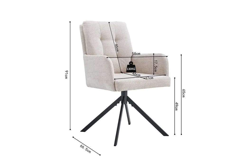 Chaise pivotante GRANA Beige avec accoudoirs – 85 x 50 cm | TIKAYLA