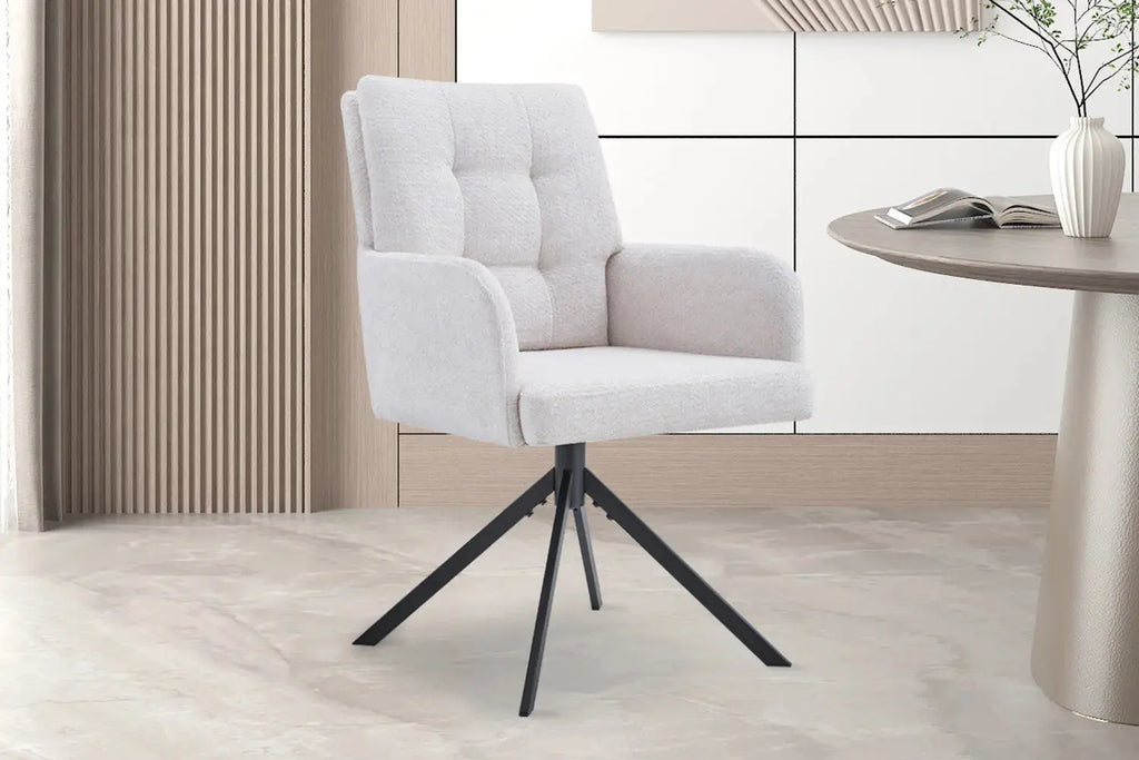 Chaise pivotante GRANA Écru avec accoudoirs – 85 x 50 cm | TIKAYLA