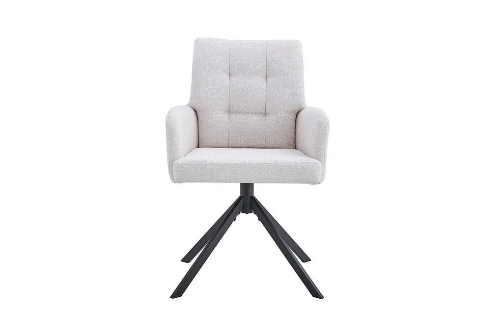Chaise pivotante GRANA Écru avec accoudoirs – 85 x 50 cm | TIKAYLA